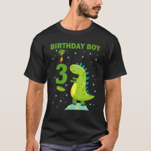 Kids 3rd Birthday Boy 3 Years Old Cute Dinosaur Ro T-Shirt