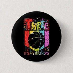 Kids 3rd Birthday Boy Girl Three 3 Year Old Sketll 6 Cm Round Badge