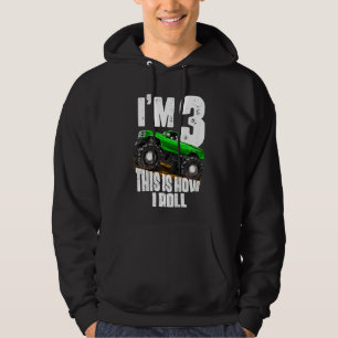 Kids 3rd Birthday Boy Monster Truck Rule Jam Thr Hoodie