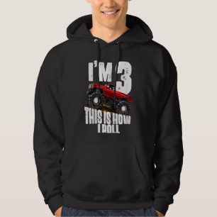 Kids 3rd Birthday Boy Monster Truck Rule Jam Thr Hoodie