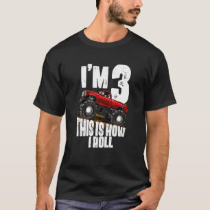 Kids 3rd Birthday Boy Monster Truck Rule Jam Thr T-Shirt