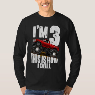Kids 3rd Birthday Boy Monster Truck Rule Jam Thr T-Shirt