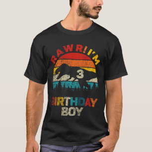 Kids 3rd Birthday Boy Rawr Im 3 Dinosaur Rex Three T-Shirt