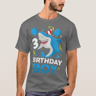 Kids 3rd Birthday Boy Shark Ocean Theme Party 3 Ye T-Shirt