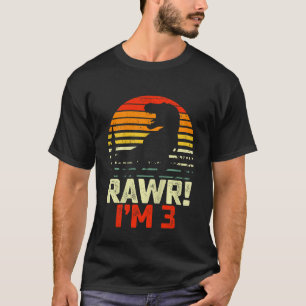 Kids 3rd Birthday Boys Dinosaur Rex Rawr I'm 3 3 Y T-Shirt