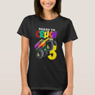 Kids 3rd Birthday Boys Monster Truck 3 Year Old Ra T-Shirt