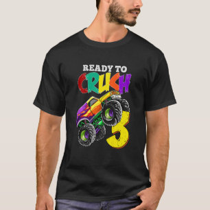 Kids 3rd Birthday Boys Monster Truck 3 Year Old Ra T-Shirt