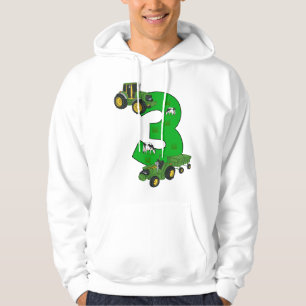 Kids 3rd Birthday Boys Tractor Farmer Birthday Hoodie