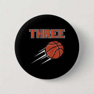 Kids 3rd Birthday Bysketbyll Party Jersey 3 Years 6 Cm Round Badge