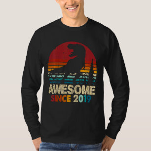 Kids 3rd Birthday Dinosaur Rex Awesome 2019 3 Year T-Shirt