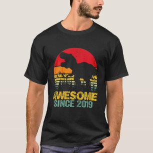 Kids 3rd Birthday Dinosaur Trex 3 Year Old Boy Awe T-Shirt