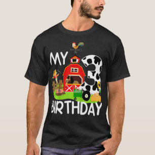 Kids 3rd Birthday Farm Tractor Pig Horse Cow T-Shirt