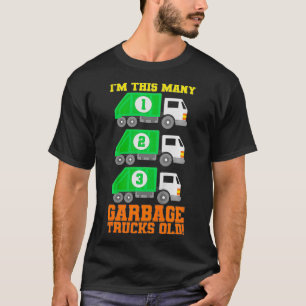 Kids 3rd Birthday Garbage Truck Three Theme Party  T-Shirt