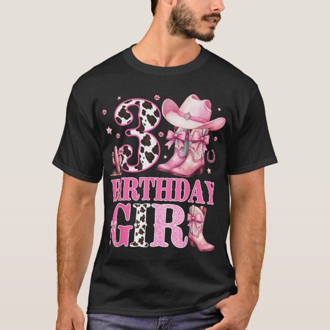 Kids 3Rd Birthday Girl Rodeo Western Cowgirl  T-Shirt (Front)