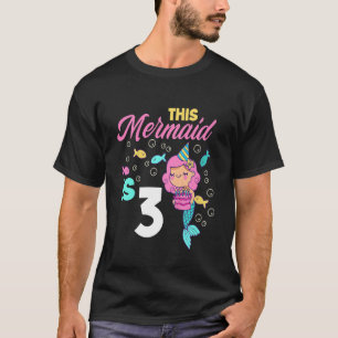 Kids 3rd Birthday Girls Mermaid 3 Years Mermaids B T-Shirt