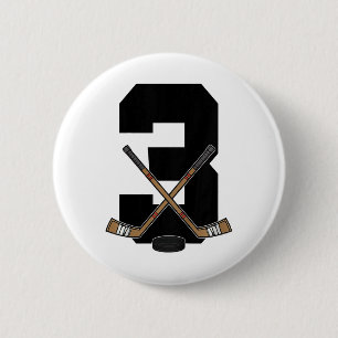 Kids 3rd Birthday Ice Hockey Kids Toddler Boys Ice 6 Cm Round Badge