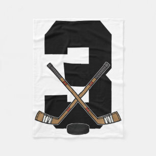 Kids 3rd Birthday Ice Hockey Kids Toddler Boys Ice Fleece Blanket