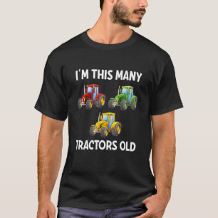 Kids 3rd Birthday I'm This Many Tractors Old 3 Yea T-Shirt