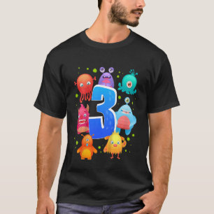 Kids 3rd Birthday Monster Themed Birthday Party T-Shirt