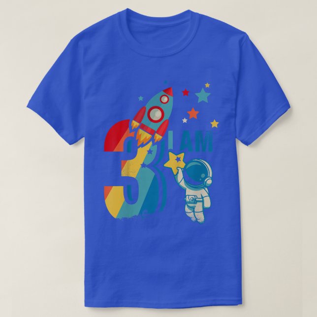 Kids 3rd Birthday Outer Space Astronaut I Am 3 Yea T-Shirt (Design Front)