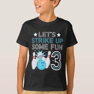 Kids 3rd Birthday Party Bowling Boy 3 Year Old Bow T-Shirt