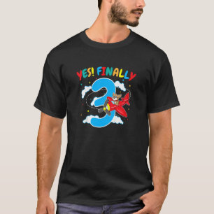 Kids 3rd Birthday Party Cake Dog Flying Aeroplane T-Shirt