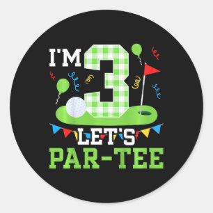 Kids 3rd Birthday Party Golf Boy Three Year Old Go Classic Round Sticker