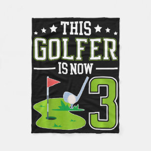 Kids 3rd Birthday Party Golf Boy Three Year Old Go Fleece Blanket