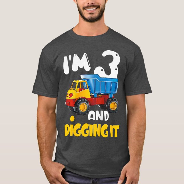 Kids 3rd Birthday Present Construction Truck 3 T-Shirt (Front)