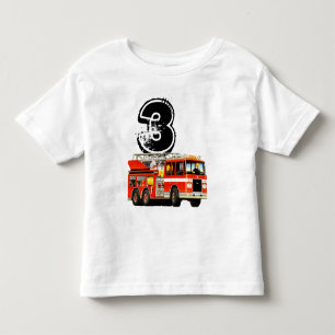 Kid's 3rd Birthday Red Fire Truck Toddler T-Shirt