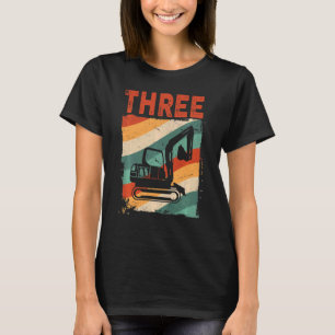 Kids 3rd Birthday Retro Excavator Construction Veh T-Shirt