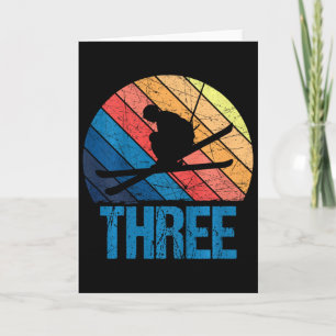 Kids 3rd Birthday Retro Ski Skiing 3 Year Old Boys Card