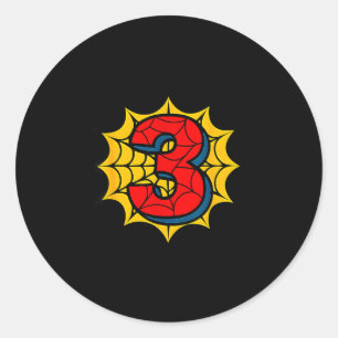 Kids 3rd Birthday Sder Theme Party 3 Year Old Boys Classic Round Sticker
