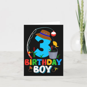 Kids 3rd Birthday Shirt Boy Fishing Fish Bday Part Card