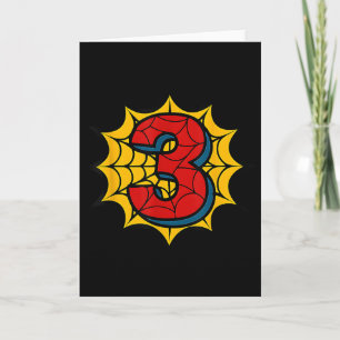 Kids 3rd Birthday Spider Theme Party 3 Year Old Bo Card