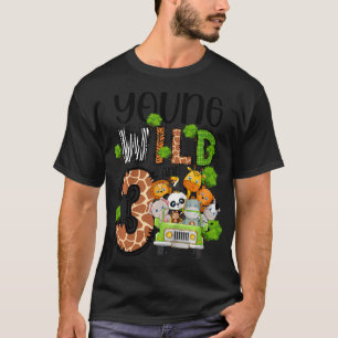 Kids 3Rd Birthday Toddler Young Wild Three 3 Year  T-Shirt