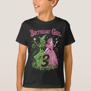 Kids 3rd Birthday Witch Pink And Green 3 Years Old T-Shirt