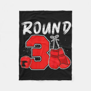 Kids 3rd Boxing Birthday Party Three Year Old Boxe Fleece Blanket