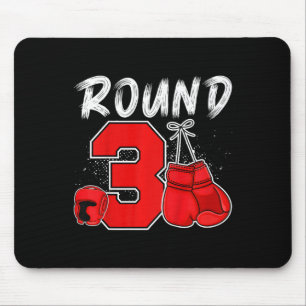 Kids 3rd Boxing Birthday Party Three Year Old Boxe Mouse Mat