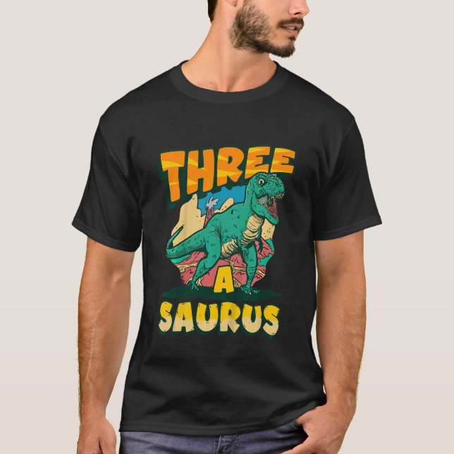 Kids 3rd Brithday Three Year Old Dinosaur Rex 3 Ye T-Shirt (Front)