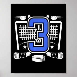 Kids 3rd Ice Hockey Birthday 3 Year Old Ice Hockey Poster