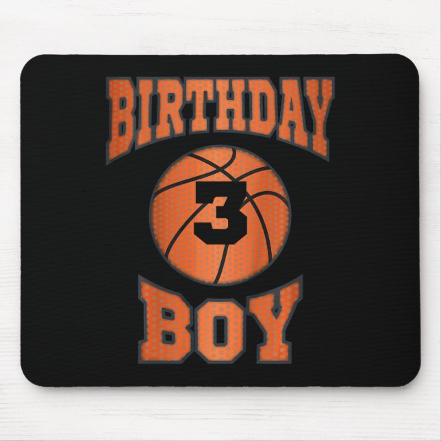 Kids 3rd third 3 three year happy birthday boy bas mouse mat (Front)