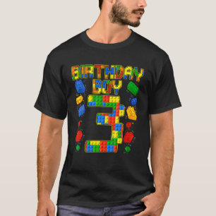 Kids 3Th Birthday Master Builder 3 Years Old Block T-Shirt