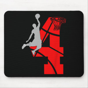 Kids 4 Year Old 4th Basketball Birthday PartyTheme Mouse Mat