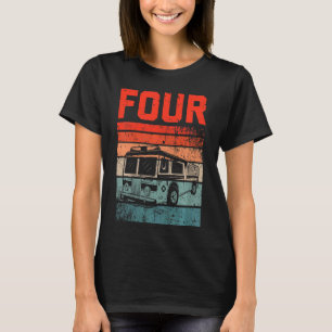 Kids 4 Year Old 4th Birthday Boy Firefighter Fire T-Shirt