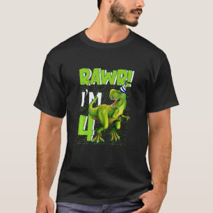 Kids 4 Year Old 4th Birthday Boy Rex Dinosaur Kid T-Shirt