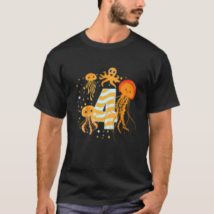 Kids 4 Year Old 4th Birthday Party Sea Fish Aquari T-Shirt