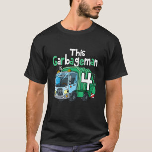 Kids 4 Year Old Birthday Garbage Truck 4th Birthda T-Shirt