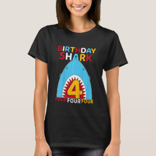 Kids 4 Year Old Birthday Shark Boys Girls Cute 4t T-Shirt