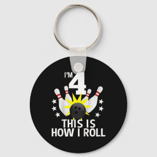 Kids 4 Year Old Bowling Birthday Party Shirt How I Key Ring
